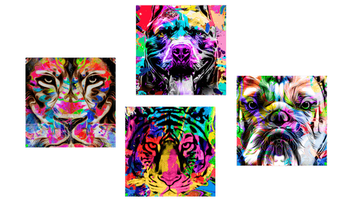 CANVAS PRINT SET IN AN INTERESTING POP ART STYLE - SET OF PICTURES - PICTURES