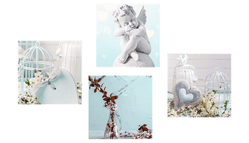 CANVAS PRINT SET DELICATE STILL LIFE WITH AN ANGEL - SET OF PICTURES - PICTURES