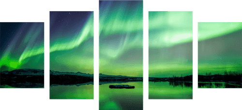 TABLOU 5-PIESE AURORA POLARĂ - TABLOURI STELE ȘI COSMOS - TABLOURI