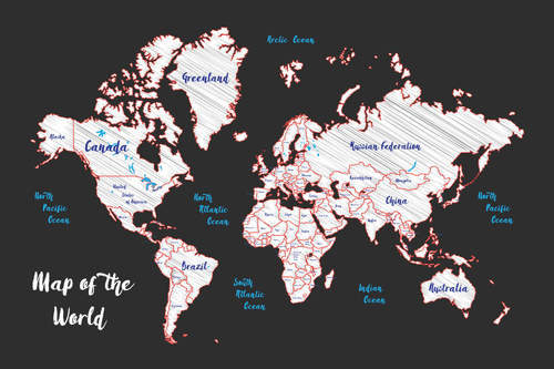 OBRAZ JEDINEČNÁ MAPA SVĚTA - OBRAZY MAPY - OBRAZY