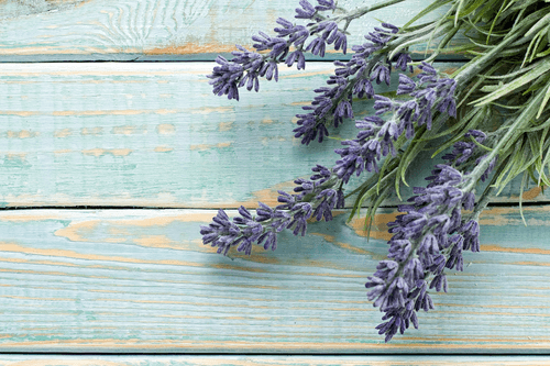 CANVAS PRINT LAVENDER ON A WOODEN BACKGROUND - PICTURES FLOWERS - PICTURES