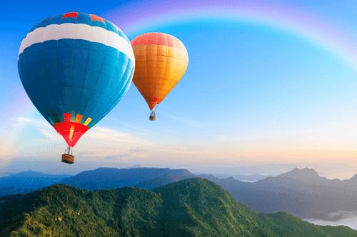 QUADRO AVVENTURA IN MONGOLFIERA - QUADRI DI NATURA E PAESAGGIO - QUADRI