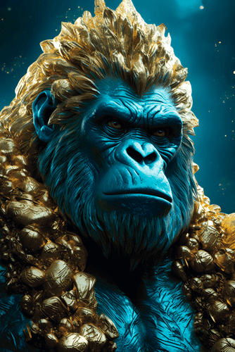 CANVAS PRINT BLUE-GOLD GORILLA - PICTURES LORDS OF THE ANIMAL KINGDOM - PICTURES