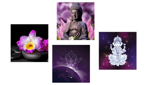CANVAS PRINT SET FENG SHUI IN PURPLE VERSION - SET OF PICTURES - PICTURES