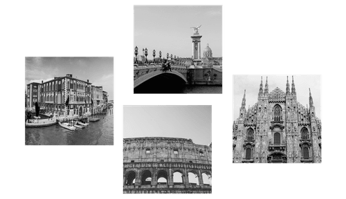 SET DI QUADRI – CITTÀ STORICHE IN BIANCO E NERO - COLLEZIONI DI QUADRI - STAMPE E QUADRI