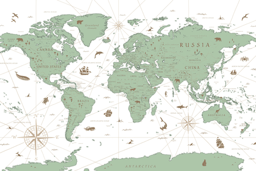 OBRAZ MAPA V ZELENOM PREVEDENÍ - OBRAZY MAPY - OBRAZY