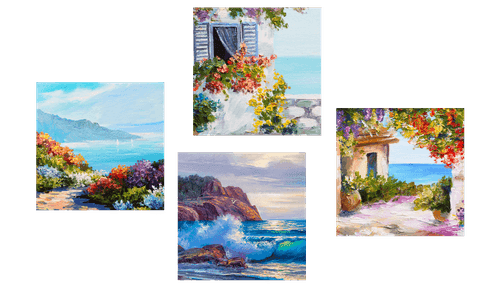 CANVAS PRINT SET SEASCAPE IN THE IMITATION OF A PAINTING - SET OF PICTURES - PICTURES