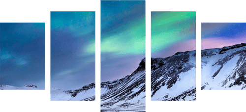 5-PIECE CANVAS PRINT NORWEGIAN NORTHERN LIGHTS - PICTURES OF NATURE AND LANDSCAPE - PICTURES