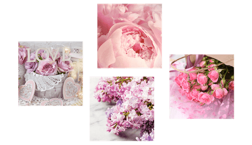 CANVAS PRINT SET DELICATE STILL LIFE OF FLOWERS - SET OF PICTURES - PICTURES