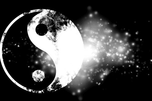 CANVAS PRINT YIN AND YANG SYMBOL IN BLACK AND WHITE - BLACK AND WHITE PICTURES - PICTURES