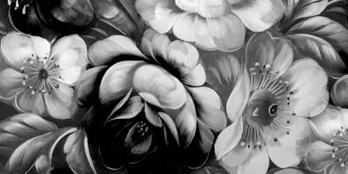 CANVAS PRINT WORLD OF FLOWERS IN BLACK AND WHITE - BLACK AND WHITE PICTURES - PICTURES