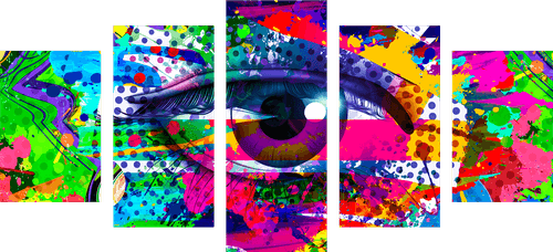 5-TEILIGES WANDBILD MENSCHLICHES AUGE IM POP-ART-STIL - POP-ART-BILDER - BILDER