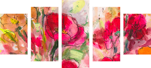 IMPRESSION SUR TOILE EN 5 PARTIES ORIGINALE NATURE MORTE FLORALE - IMPRESSIONS SUR TOILE FLEURS - IMPRESSION SUR TOILE