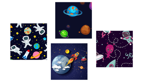 CANVAS PRINT SET SPACE WORLD - SET OF PICTURES - PICTURES