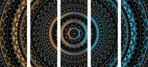 5-DIELNY OBRAZ MANDALA SO VZOROM SLNKA - OBRAZY FENG SHUI - OBRAZY