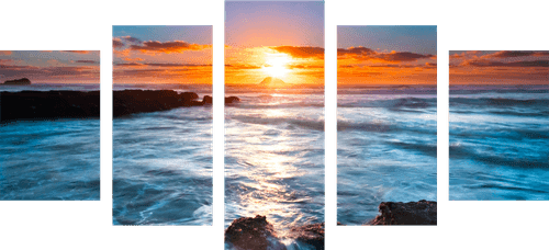 5-PIECE CANVAS PRINT SUN OVER THE SEA - PICTURES OF NATURE AND LANDSCAPE - PICTURES