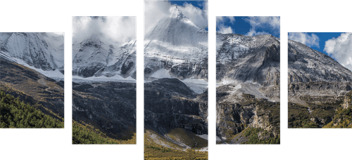 QUADRO IN 5 PARTI MAESTOSO PAESAGGIO DI MONTAGNA - QUADRI DI NATURA E PAESAGGIO - QUADRI