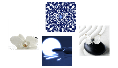 BILDER-SET FENG SHUI IN WEISS UND BLAU - BILDERSETS - BILDER