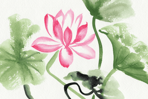 CANVAS PRINT WATERCOLOR LOTUS FLOWER - PICTURES FLOWERS - PICTURES