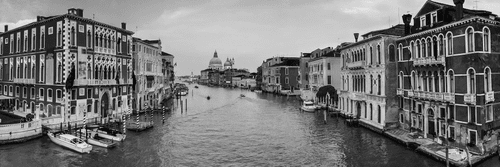 CANVAS PRINT FAMOUS CANAL IN VENICE IN BLACK AND WHITE - BLACK AND WHITE PICTURES - PICTURES