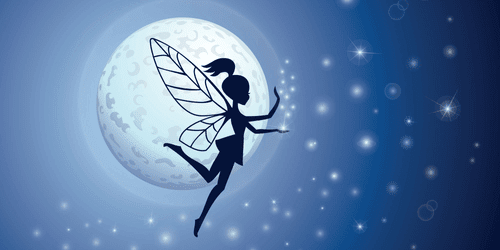 CANVAS PRINT FAIRY IN THE FULL MOON - CHILDRENS PICTURES - PICTURES