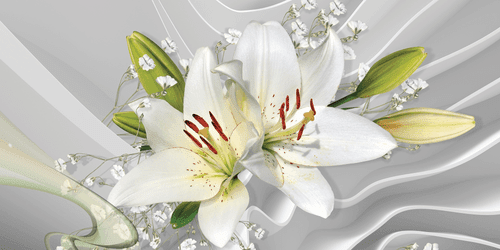 CANVAS PRINT WHITE LILY ON AN INTERESTING BACKGROUND - PICTURES FLOWERS - PICTURES