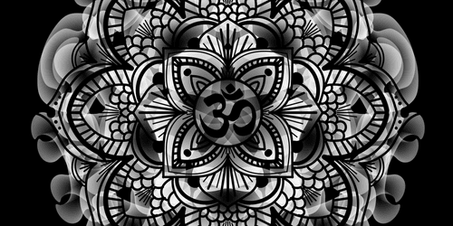 CANVAS PRINT MANDALA OF HEALTH IN BLACK AND WHITE - BLACK AND WHITE PICTURES - PICTURES