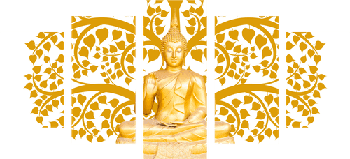 5-TEILIGES WANDBILD BUDDHA MIT DEM BAUM DES LEBENS - BILDER MIT FENG SHUI-MOTIVEN - BILDER