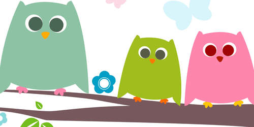 TABLEAU SUR TOILE – CHOUETTES MIGNONNES - TABLEAUX POUR ENFANTS - TABLEAUX