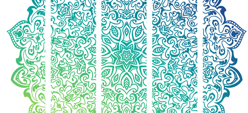 QUADRO IN 5 PARTI MANDALA BLU E VERDE - QUADRI FENG SHUI - QUADRI