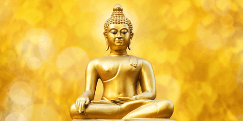 WANDBILD GOLDENE BUDDHA-STATUE - BILDER MIT FENG SHUI-MOTIVEN - BILDER