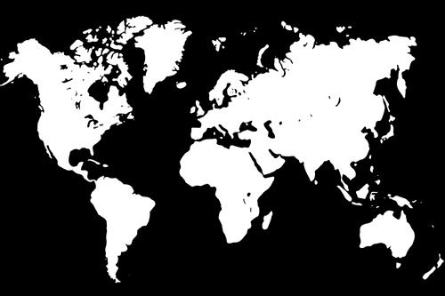 QUADRO MAPPA BIANCA SU SFONDO NERO - QUADRI MAPPE - QUADRI