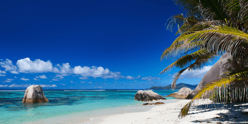 CANVAS PRINT ANSE SOURCE BEACH - PICTURES OF NATURE AND LANDSCAPE - PICTURES