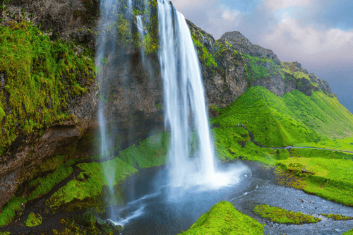 WANDBILD WASSERFALL IN ISLAND - BILDER VON NATUR UND LANDSCHAFT - BILDER