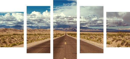 5-PIECE CANVAS PRINT ROAD IN THE DESERT - PICTURES OF NATURE AND LANDSCAPE - PICTURES