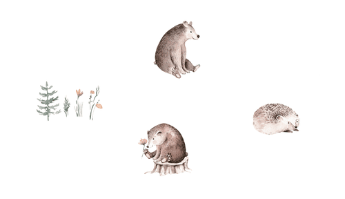 CANVAS PRINT SET FOREST ANIMALS IN MINIMALIST STYLE - SET OF PICTURES - PICTURES