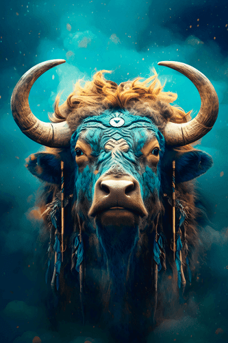 CANVAS PRINT BLUE-GOLD BUFFALO - PICTURES LORDS OF THE ANIMAL KINGDOM - PICTURES