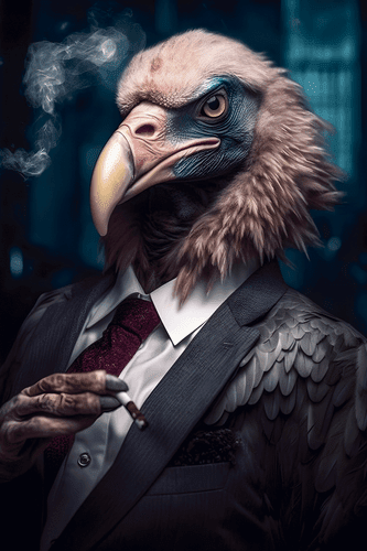 CANVAS PRINT ANIMAL GANGSTER VULTURE - PICTURES OF ANIMAL GANGSTERS - PICTURES