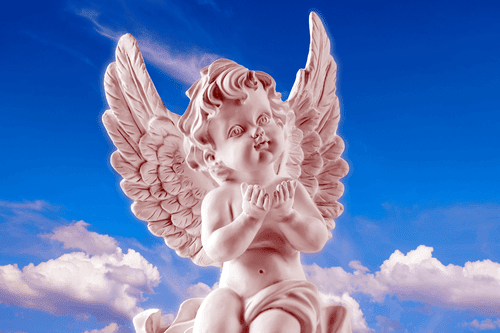 CANVAS PRINT PINK CARING ANGEL IN THE SKY - PICTURES OF ANGELS - PICTURES