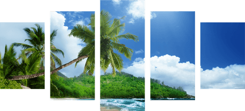 5-PIECE CANVAS PRINT BEAUTIFUL BEACH ON THE ISLAND OF SEYCHELLES - PICTURES OF NATURE AND LANDSCAPE - PICTURES