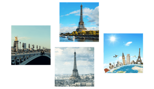 CANVAS PRINT SET VIEW OF THE EIFFEL TOWER IN PARIS - SET OF PICTURES - PICTURES