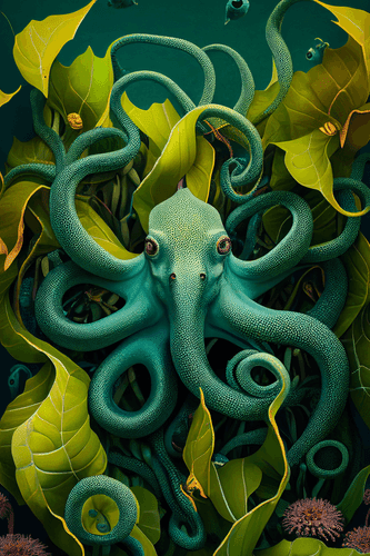 CANVAS PRINT SURREALISTIC OCTOPUS - PICTURES UNDERWATER WORLD - PICTURES