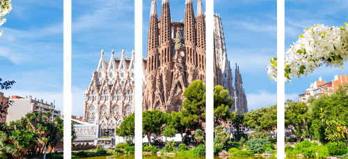 QUADRO IN 5 PARTI CATTEDRALE A BARCELLONA - QUADRI CITTÀ - QUADRI