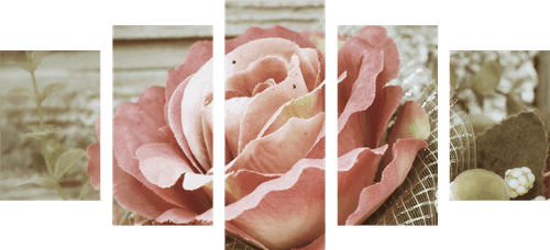 5-DÍLNÝ OBRAZ ELEGANTNÍ VINTAGE RŮŽE - VINTAGE A RETRO OBRAZY - OBRAZY