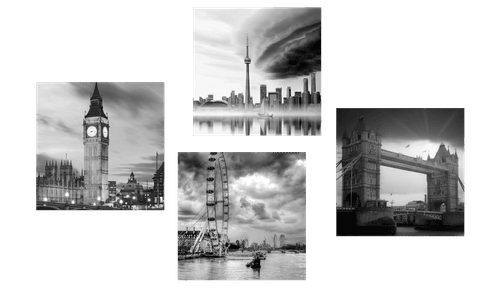 CANVAS PRINT SET DARKNESS OVER A CITY - SET OF PICTURES - PICTURES