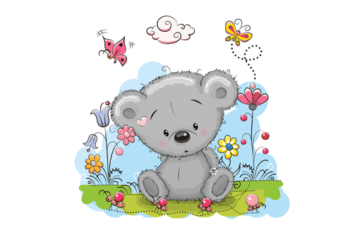 CANVAS PRINT CUTE TEDDY BEAR - CHILDRENS PICTURES - PICTURES