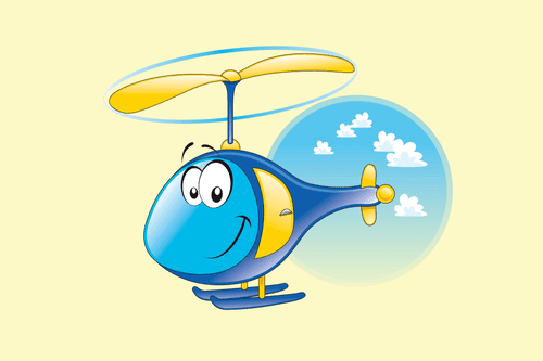 CANVAS PRINT HELICOPTER IN THE CLOUDS - CHILDRENS PICTURES - PICTURES