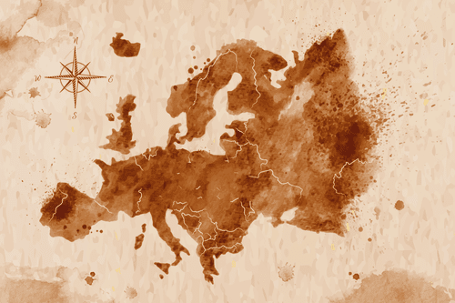 QUADRO MAPPA DELL'EUROPA IN STILE RETRÒ - QUADRI MAPPE - QUADRI