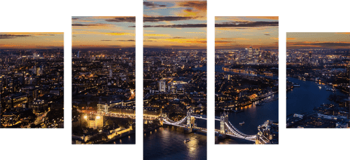 5-PIECE CANVAS PRINT AERIAL VIEW OF TOWER BRIDGE - PICTURES OF CITIES - PICTURES