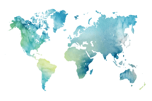 OBRAZ MAPA SVĚTA V AKVARELU - OBRAZY MAPY - OBRAZY